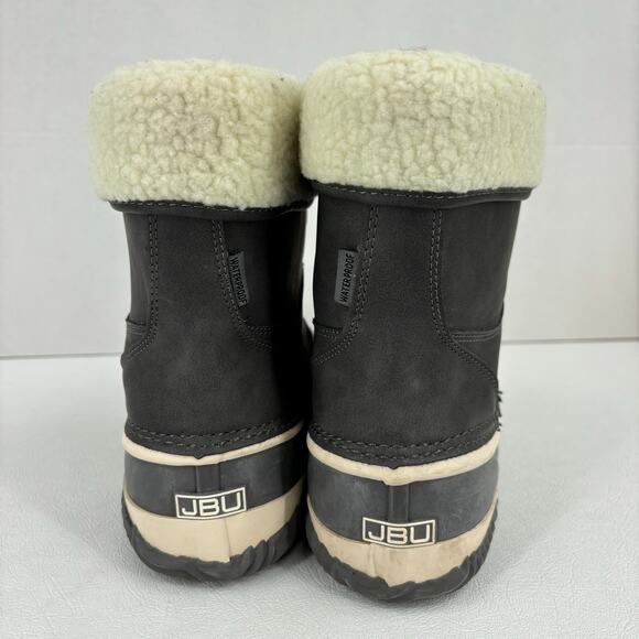 JBU Jambu Lizzy Duck Boot Size 10 Gray Waterproof Rubber Leather Faux Fur Lined - Picture 9 of 11
